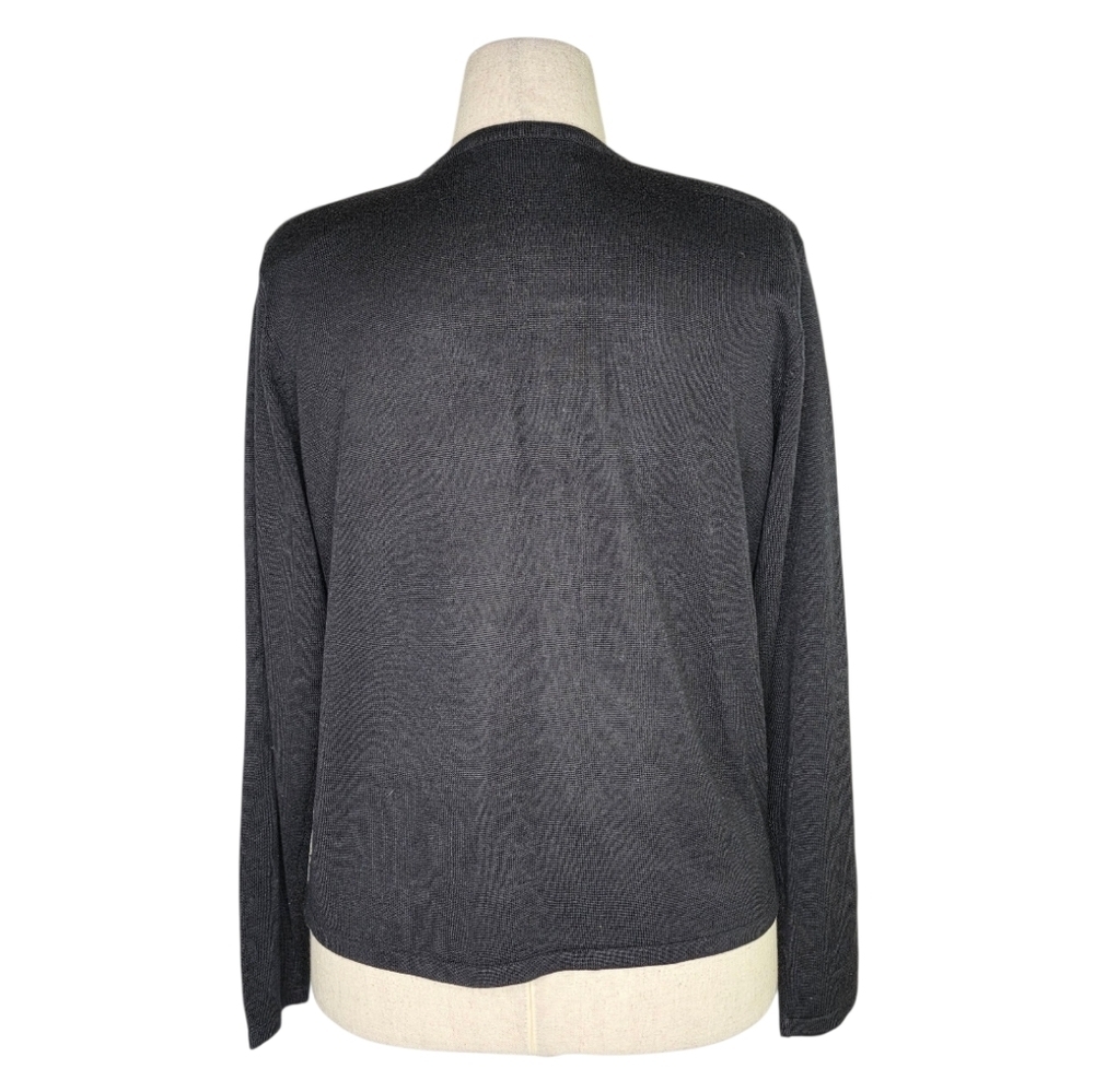 Vintage Karen Scott Fireworks Beaded Cardigan Sweater Y2K 2000 Black L - Picture 4 of 7